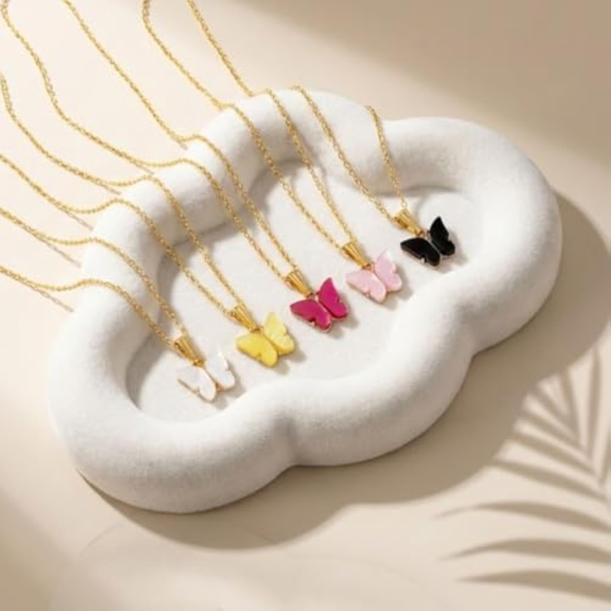 Women's Colorful Butterfly Pendant Necklace Set of 5