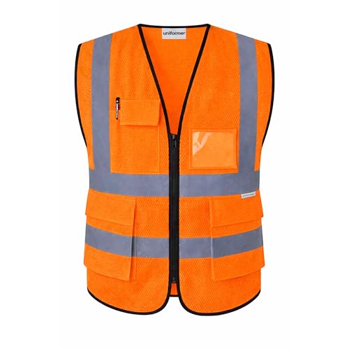 Image of uniformer Premium Safety Jacket for Men and Women | Reflective High Visibility | Ideal Unisex Safety Jacket for Civil Engineer | Used in Airport, Construction, Traffic