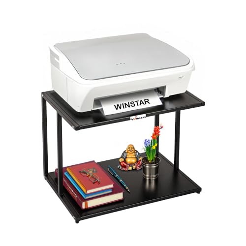 Image of WINSTAR Printer Stand, Solid & Sturdy, Modern Contemporary Look, Space Saving, Made in India (Black, 2 Tier)