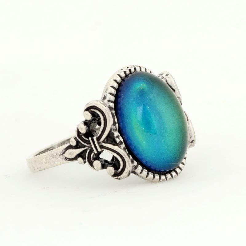 LOKILOKI 2 Uds Anillos De Estado De Ánimo Que Cambian De Color Chapados En Plata Antigua Que Cambian La Temperatura del Color Conjunto De Anillos De Sensación De Emoción para Mujeres/Hombres