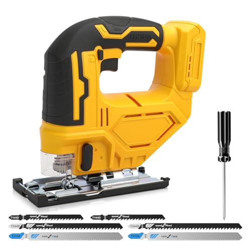 Scie sauteuse sans fil pour Dewalt 18 V 20 V, 400 W 2900 tr/min, 3 actions orbitales, angle de coupe biseauté ± 45°, 6 lames à tige en T pour bois,...