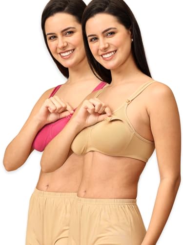 Image of The Mom Store Mom Nursing Bra | Full Coverage Non Padded Bra | Feeding Bra | Maternity Bra | Non Wired Bra | Cotton Blend