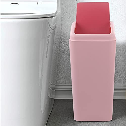 Caneca de basura plástica 16 L con tapa basculante rosa miniatura 5