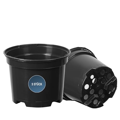 Tymar Macetas de 19 cm, 5 unidades, macetas para siembra, 3 L, maceta para plántulas o esquejes, plástico