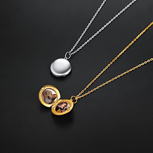 Silvercute Locket Necklace That Holds Two Pictures Inside Sterling Silver Delicate Personalized Photo Pendant Memorial Lover Round Locket Pendant Necklace For Women Girls 18" #TOP5
