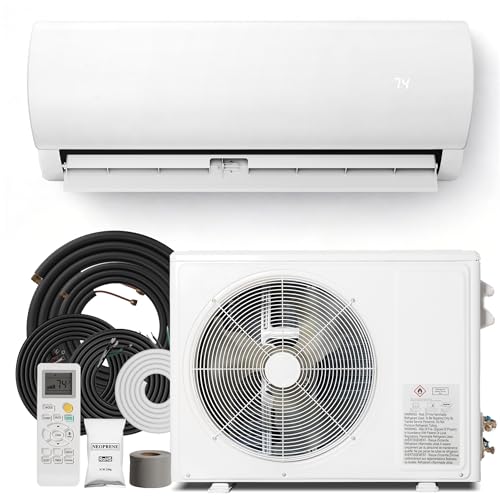Kinetheme 12000 BTU Mini Split AC/Heating System, 19 SEER2 115V Inverter Air Conditioner with 1 Ton Heat pump, Complete Installation Kit Included, Covers Up to 750 Sq.Ft