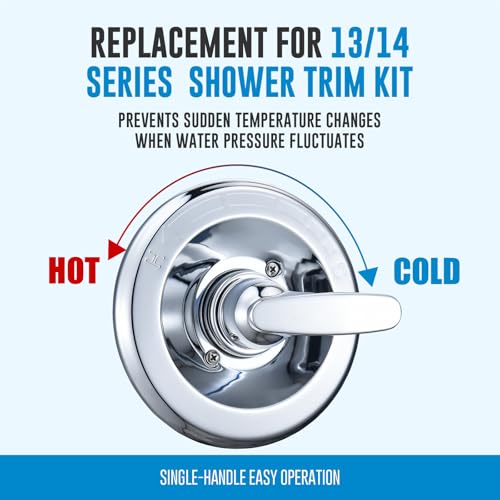 Replacement for Delta Classic 13 Series Single-Function Trim Kit, T13010 Shower Handle, Fit Delta Shower Valve R10000 Series, Chrome (Cartridge Included) - Thumbnail 4
