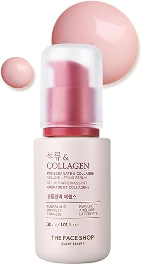 The Face Shop Collagen &amp; Pomegranate Volume Lifting Face Serum | With 10% Marine Collagen &amp; Hyaluronic Acid for Firming, W...