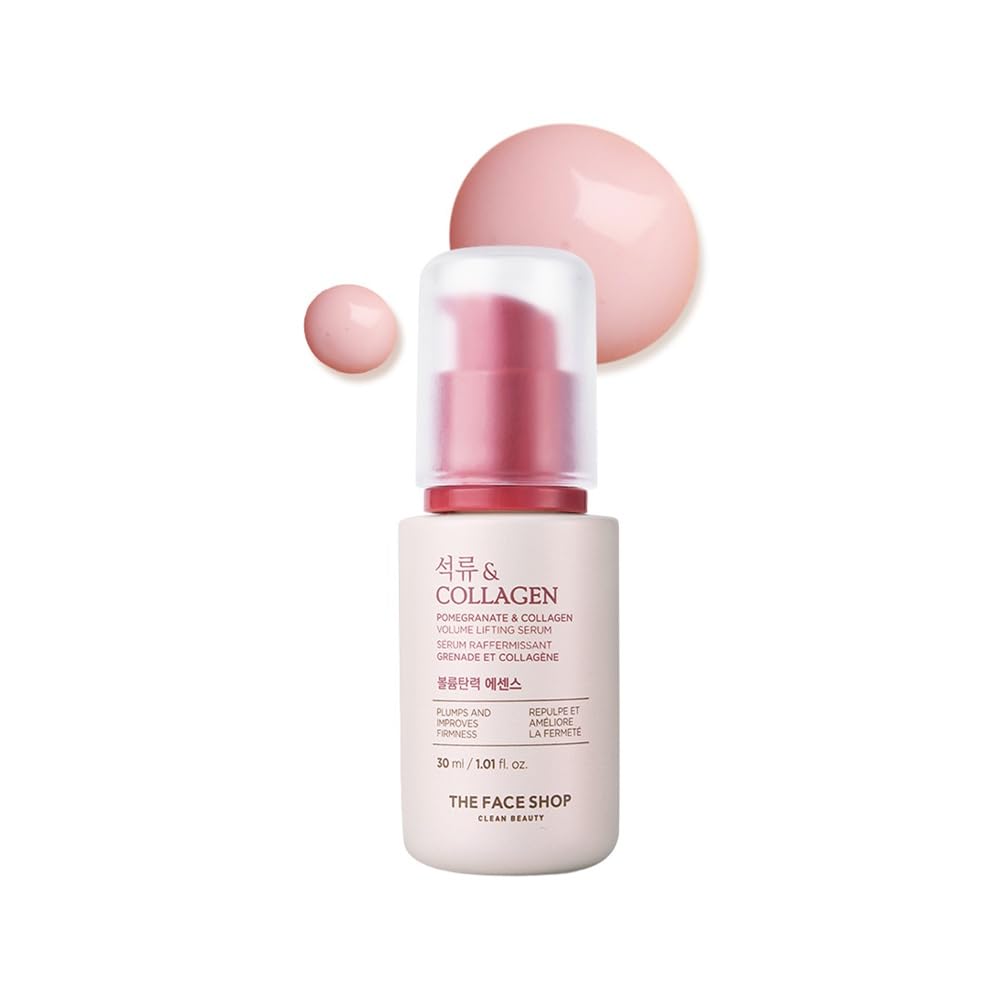 The Face Shop Collagen & Pomegranate Volume Lifting Face Serum | With 10% Marine Collagen & Hyaluronic Acid for Firming, W...