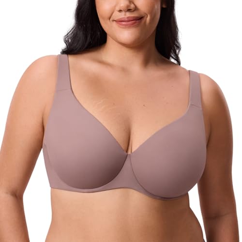 Image of DELIMIRA Minimizer Bras for Women Full Coverage Plus Size Underwire Unlined Supportive Seamless Bra