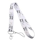 BEKECH Goat Mom Lanyard Goat Mama Release Buckle Card Holder Keychain Clip Gift for Goat Lovers Crazy Goat Lady Goat Farmer Goat Herding Goat Whisper Gift (White)