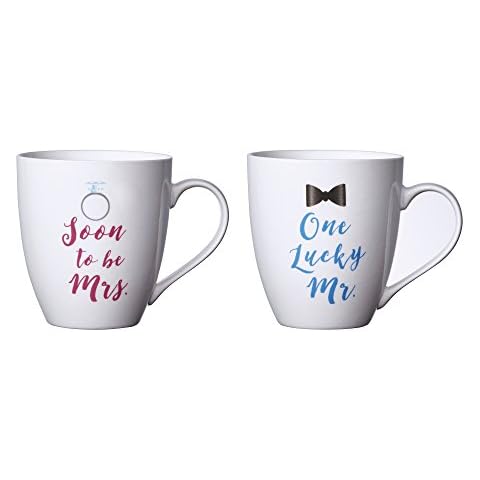Pfaltzgraff 5184500 Everyday Mug Mr 18-Ounce, Set of 2, Porcelain, Soon to Be/One Lucky Cover