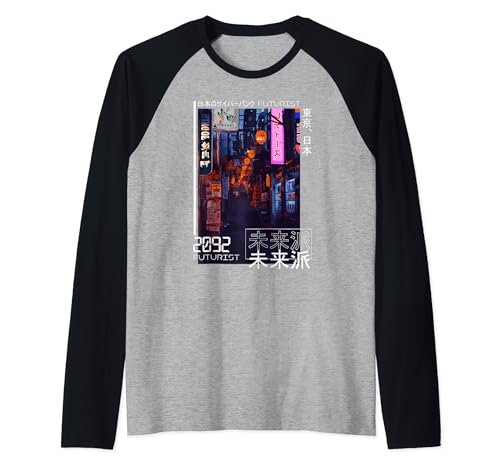 Japanese Cyberpunk Tokyo Streetwear Aesthetic Japan Lover Camiseta Manga Raglan