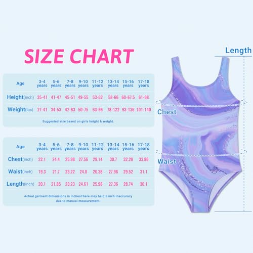 Image of Girls One Piece Swimsuit Quick Dry Swimwear Beach Bathing Suit for 3-18 Years