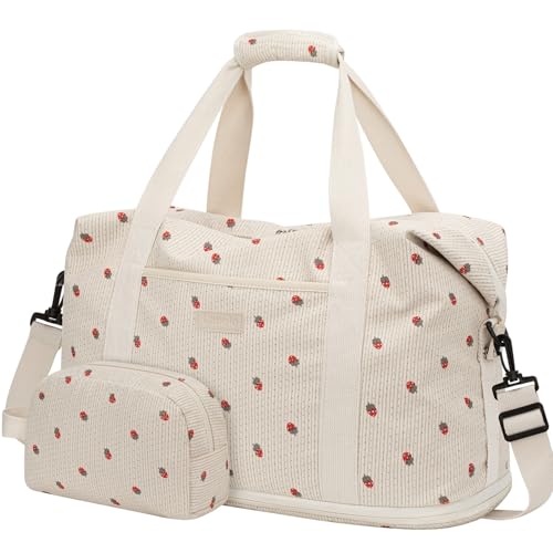 Bolsa de viagem expansível, bolsa grande de fim de semana para mulheres e homens, bolsa de mão à prova d'água de 51 cm para hospital, maternidade, academia, com bolsa de higiene pessoal, veludo cotelê