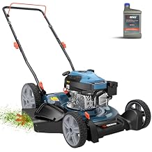 SENIX 21-Inch Gas Lawn Mower, 144CC 4-Cycle Engine Push Mower with Mulching & Side Discharge, 6-Position Cutting Height Adjustment, Residential Walk-Behind Mower for Yard & Garden