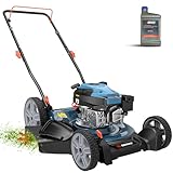 SENIX 21-Inch Gas Lawn Mower, 144CC 4-Cycle Engine Push Mower with Mulching & Side Discharge, 6-Position Cutting Height Adjustment, Residential Walk-Behind Mower for Yard & Garden