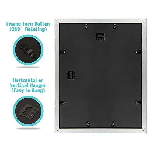 Image of Frametory, 11x14 Picture Frame with Mat for 8x10 Photo - High Definition Glass Wide Molding - Preinstalled Wall Mounting Hardware (Silver, 1 Pack)