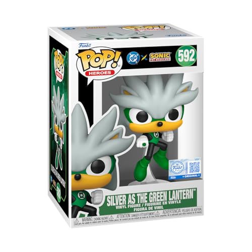 Funko Pop! Heroes: Justice League & Sonic - Silver as The Green Lantern - Sonic + DC Comics - Collectable Vinyl Figure - Gift Idea