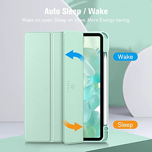 Image of Fintie Case for iPad Pro 11 Inch 3rd Generation 2021 - [Supports 2nd Gen Pencil Charging ] Slim Transparent Clear Hard Back Cover with Soft TPU Edge, Pencil Holder, Auto Wake /Sleep, Green