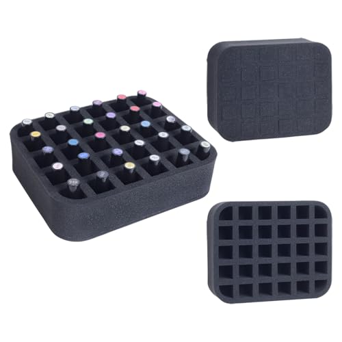 Image of Nail Polish Organizer Holder Foam Pad with Slots for Storage 30 Bottles (15ml /0.5fl.oz) Nail Polish or Essential Oil Tray for Drawers Black