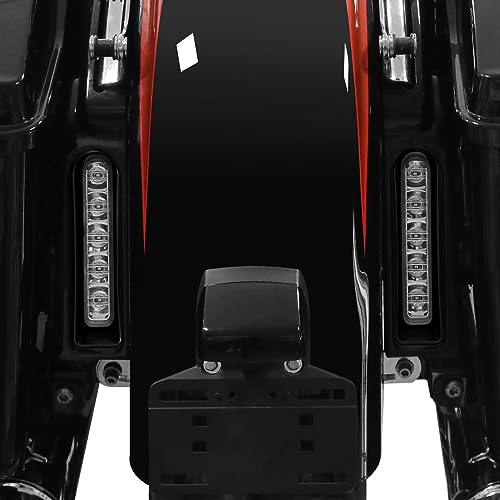 Insertos LED para alforjas, soporte de luz trasera para Harley Electra Glide y Street Glide (2014 en adelante), carcasa negra y lente transparente miniatura 3