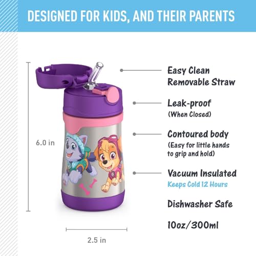 Image of THERMOS Vacuum Insulated Stainless Steel 10oz Straw Bottle, Paw Patrol Girl