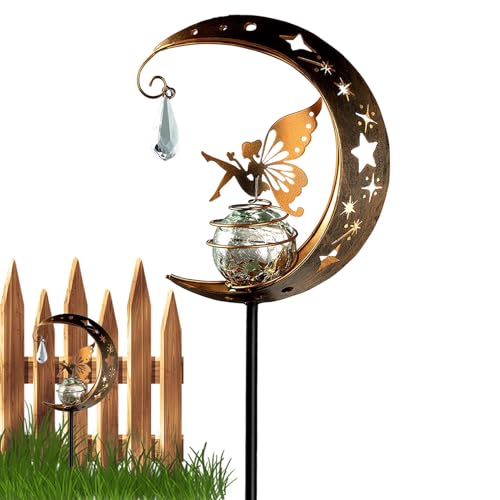 Star Moon Butterfly Fairy Solar Lights LED - Outdoor | Jardín propulsado, Historia Única Lámparas Decorativas, Decoraciones de Jardín de Metal Impermeables, Decoraciones