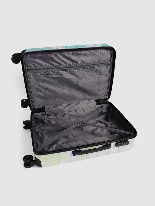 Image of TEAKWOOD LEATHERS Twin Printed 360 Degree Rotation Hard Cabin Trolley Bag (Green, Medium)