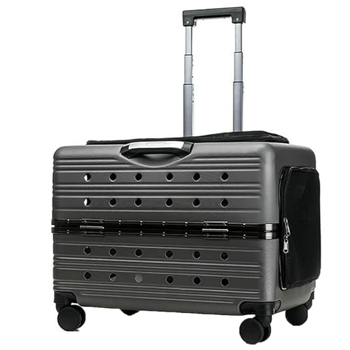 犬 キャリーケース ペットキャリーカート キャスター付き 犬 クレート ケース キャスター付き 4 輪 ペットカート 耐荷重 20KG 軽量ハードタイプ 犬 猫 小型犬 中型犬用 お出かけ 旅行 避難 通院に最適 (グレー)