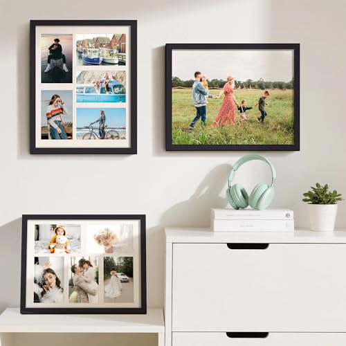 Image of upsimples 11x14 Collage Frames, 5 Picture Frame 4x6, Black, 1 Pack | Fit 5 4x6 or 11x14 Photo, Picture Frames Collage Wall Decor, For Hallway Entryway Bedroom Living Room