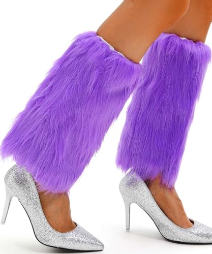 Fuzzy Leg Warmer Winter Fluffy Leg Warmers Boot Covers Mardi Gras Y2k Cosplay New Year Rave Outfit for Women2