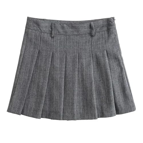 Office Lady Gray9 Stripe Blazer 2 Piece Sets Pinstripes Pockets Slim Blazer Coat + Zipper Mini Skirts3