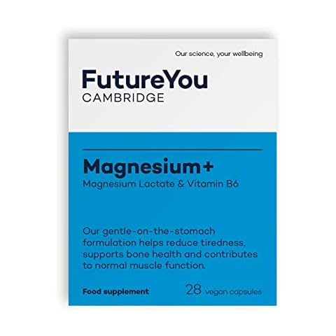 Magnesium+ 575mg Magnesium Lactate with Vitamin B6 - Easy-to-Absorb Formulation - Vegan Suitable - 28 Day Supply - Developed by FutureYou Cambridge, UK Cover