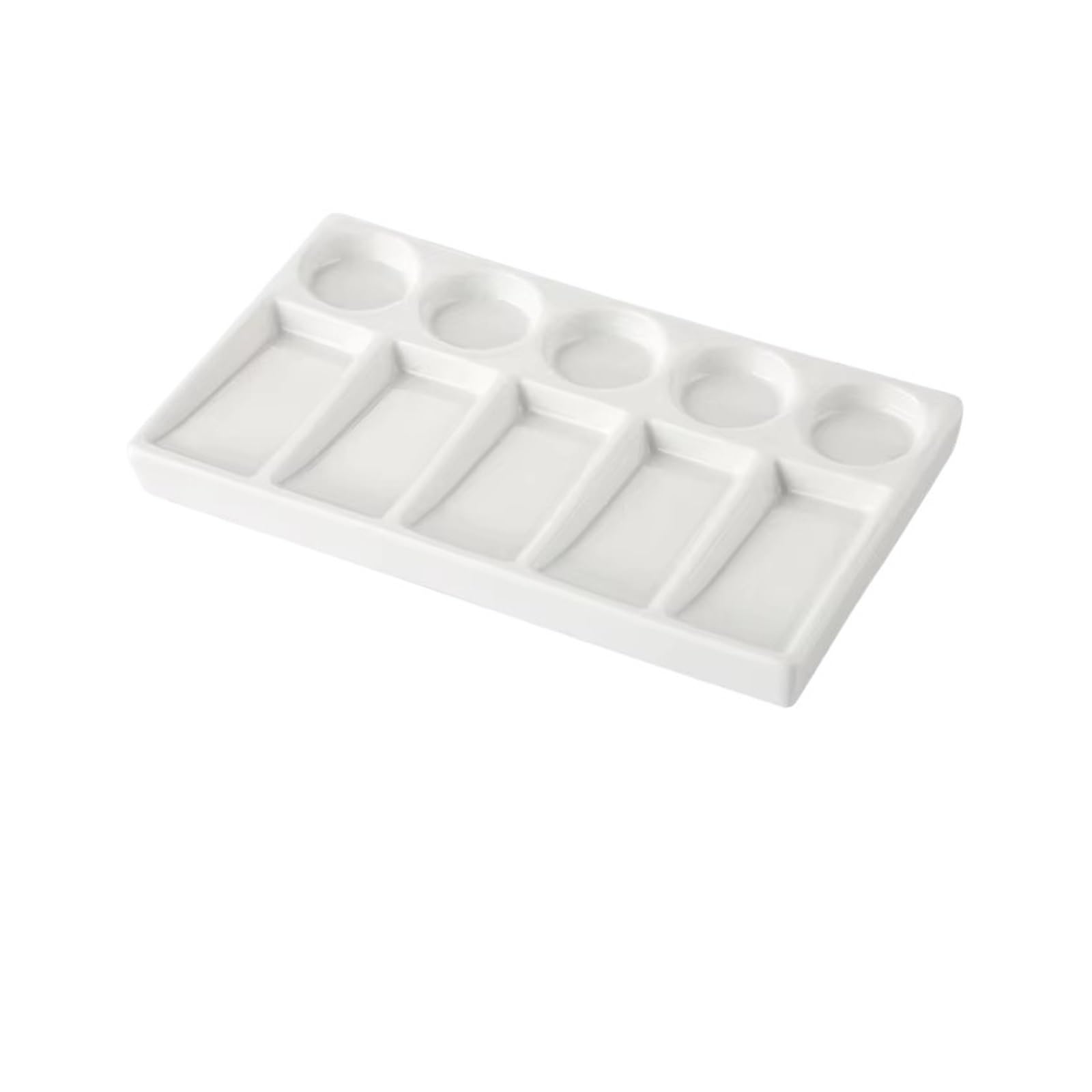 Ceramic Paint Palette Ceramic Square Palette Multi-grid Watercolor Oil Paint Tray Adult Beginner Portable Art Supplies for Watercolour(5 circles 5 squares 8inch)
