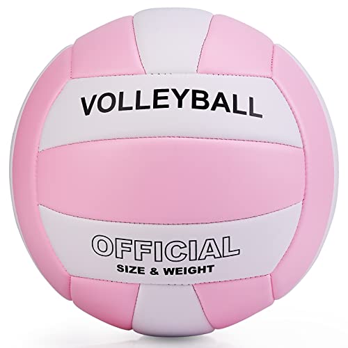 EVZOM Pelota de voleibol de playa súper suave, tamaño oficial 5 para exteriores/interiores/piscina/gimnasio/entrenamiento, equipo de voleibol premium, durabilidad, estabilidad, pelota deportiva