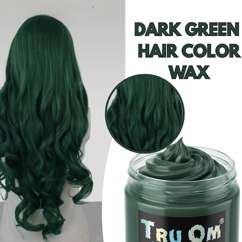 Image of Temporay Hair Color Wax | Metallic Shine | For Men & Women | DIY Instant Hair Color | Temporay Color 1 Day 1 Wash | No Ammonia, Bleach & Damage | Dark Green - 100 gram