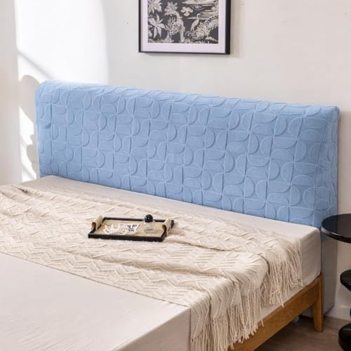 Image of HOMETHREADS Stretchable Lycra /Velvet Headboard Cover | Soft, Dust-Proof & Wrinkle-Resistant Bed Back Protector | Fits Leather, Wooden & Fabric Bedsides |for 5ft to 5.5ft Beds (Blue, 150x65Cm)