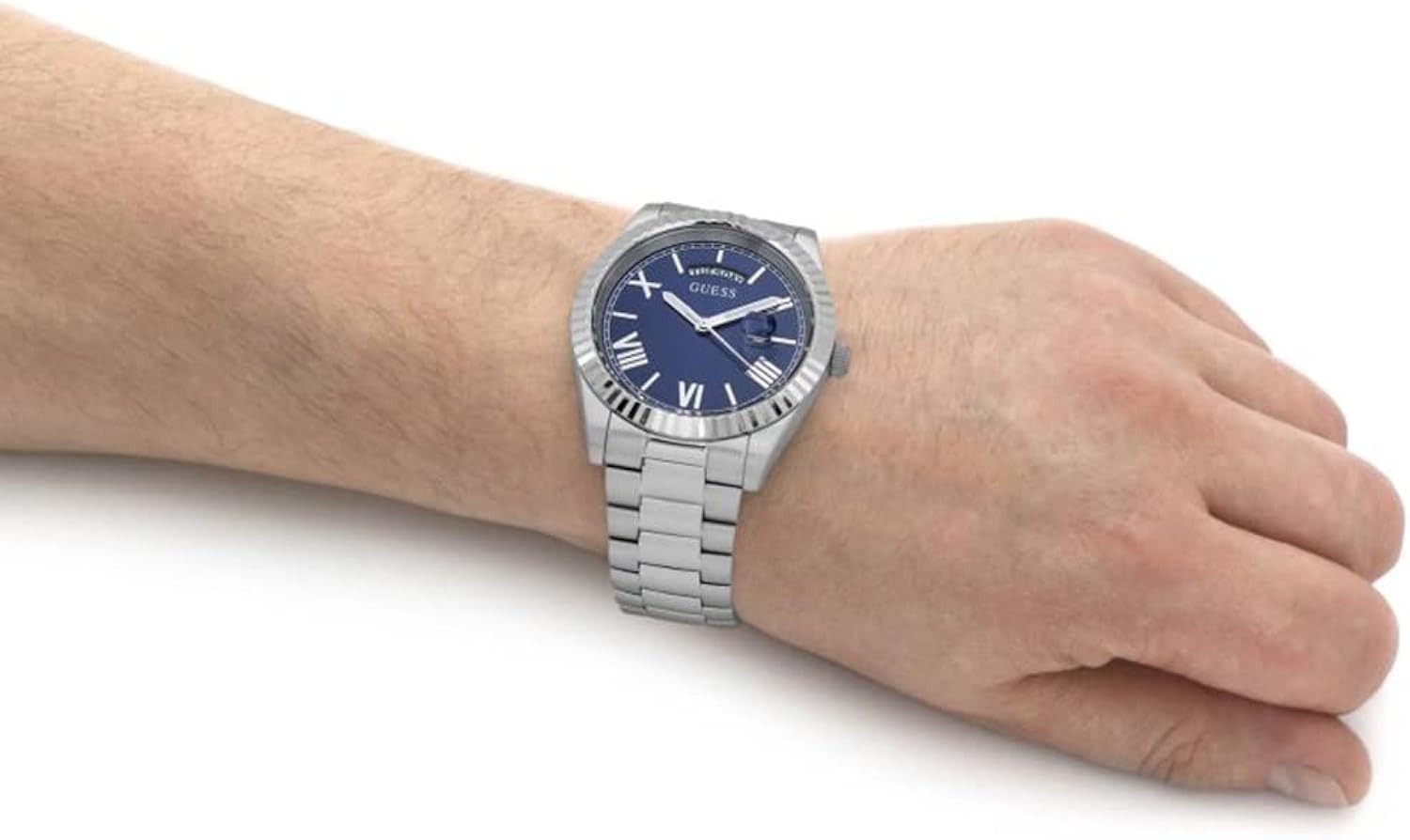 Miniatura 7 de GUESS Reloj para hombre de 1654in - Correa plateada tono marrón chocolate con esfera plateada Tono plateado Classic