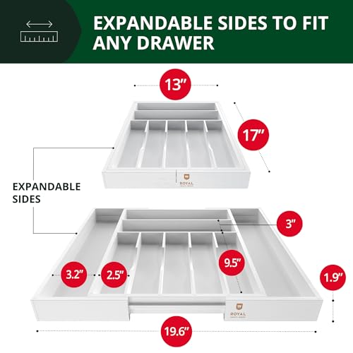 image for ROYAL CRAFT WOOD Luxury Bamboo Kitchen Drawer Organizer - Silverware O