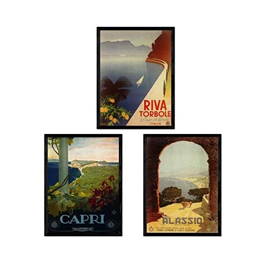 Nacnic Posters Vintage. Posters Publicidad del Mundo. Tres láminas Vintage de Italia. Tamaño A4