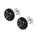 EVERU Sterling Silver Round Druzy Stud Earrings, 8 Colors Options, 8mm (Black)