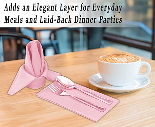 Ruvanti Cloth Napkins Set Of 12, 18X18 Inches Napkins Cloth Washable, Soft, Durable, Absorbent, Cotton Blend. Table Dinner Napkins Cloth For Hotel, Lunch, Restaurant, Wedding Event, Parties - Pink #TOP6