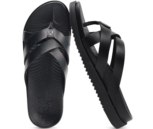 Image of KuaiLu Womens Dressy Orthotic Flip Flops Trendy Comfortable Cushion Recovery Walking Criss Cross Thong Sandals Lightweight Yoga Foam Summer Slides with Plantar Fasciitis Arch Support