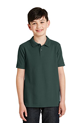 Port Authority Youth Silk Touch Polo. Y500 Dark Green