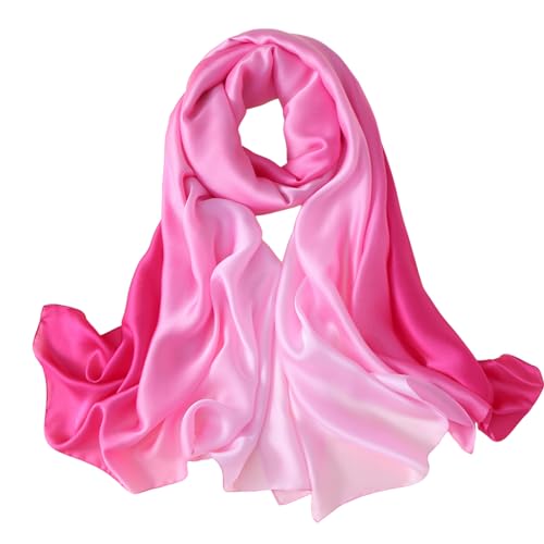 ZMC Long Silk Feeling Scarf,Smooth Gradient Scarf Stripe Lightweight Sun-proof Shawl Wrap Headscarf for Women Spring Summer