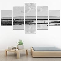 SIGNWIN 5 Panel Canvas Wall Art Dramatic Forest Landscape Living Room Orange Photography Rustic for Home Decorations Ready to Hang - 60