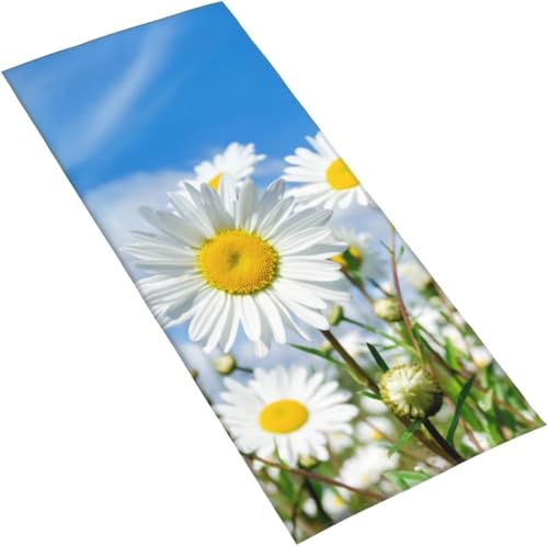フェイスタオル 白菊と青空 マイクロファイバー タオル 柔らか 肌に優しい 肌触りが良い ふわふわ 髪に優しい 通気 かわいい 抗菌防臭加工 瞬間吸水 速乾 耐久性 薄手 毛羽落ち少ない 業務用タオル