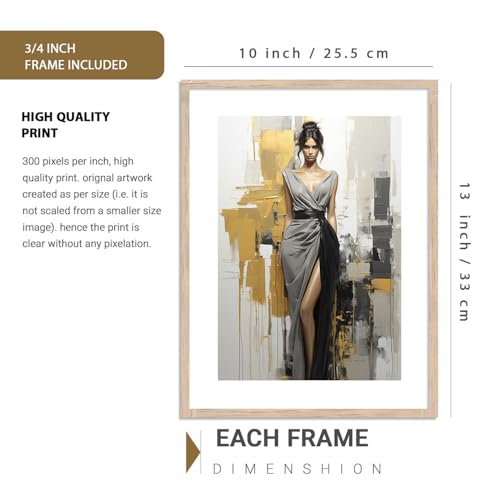 Image of kotart Premium Paintings with Frame for Home Decoration - Modern Art Black and Golden Painting for Living Room Bedroom Office Wall Decoration - Pack of 4 (Art 3, Small (10x13 or 10x10 inch))
