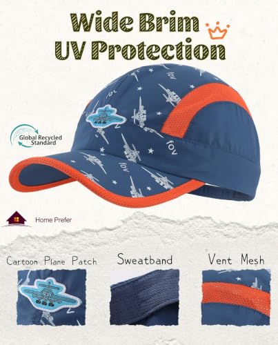Image of Home Prefer Kids Lightweight Quick Drying Sun Hat Airy Mesh UV Protection Caps Boys Girls UPF50 Baseball Caps Run Beach Water